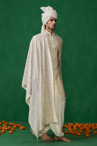 FLORAL BIEGE SHERWANI SET