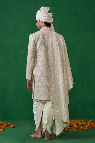 FLORAL BIEGE SHERWANI SET
