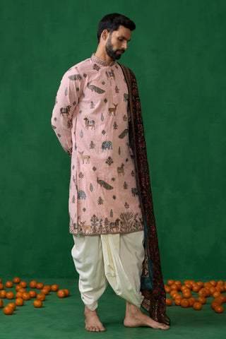 PICHWAI PINK DHOTI KURTA SET