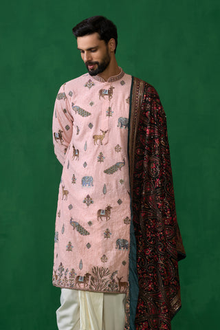 PICHWAI PINK DHOTI KURTA SET