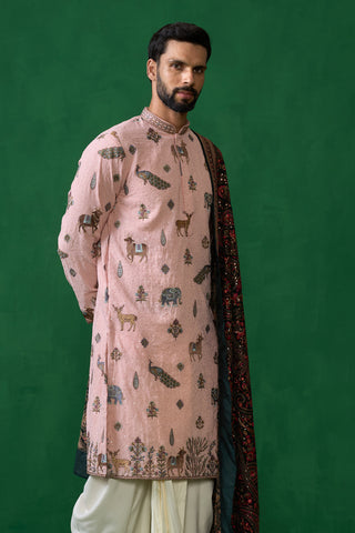 PICHWAI PINK DHOTI KURTA SET