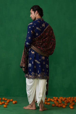 PICHWAI NAVY BLUE DHOTI KURTA SET