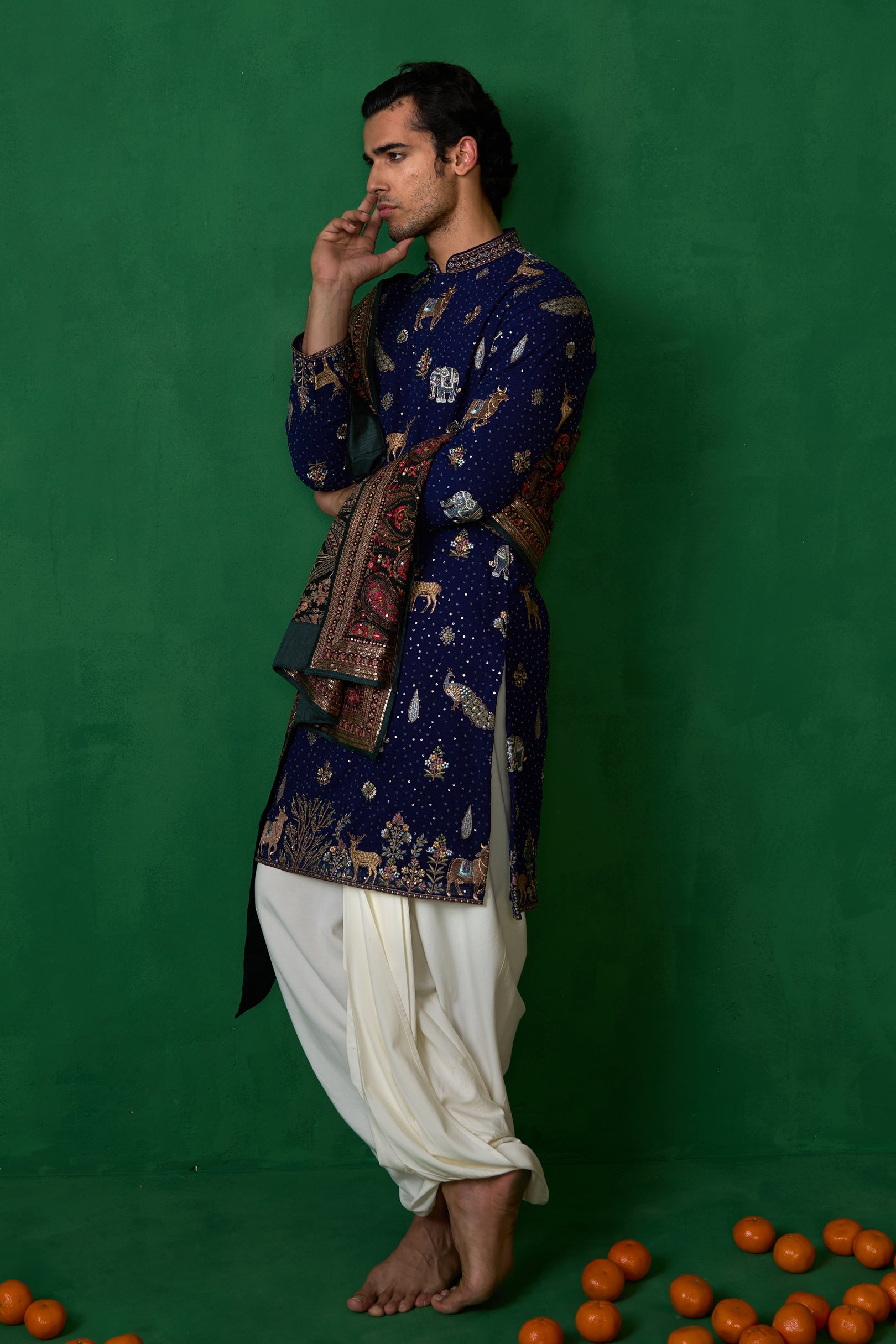 Royal Kurta Giacca Kurta Dhoti & Nehru da uomo in misto seta, Argento Royal Kurta Giacca Kurta Dhoti & Nehru da uomo in misto seta, Argento