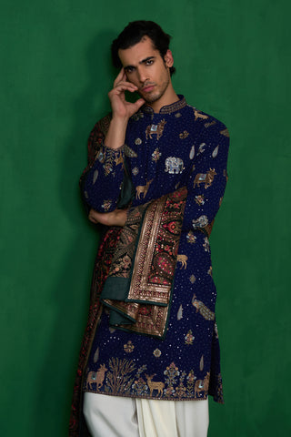 PICHWAI NAVY BLUE DHOTI KURTA SET