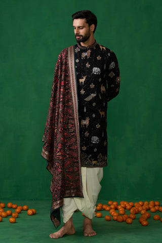 PICHWAI BLACK DHOTI KURTA SET
