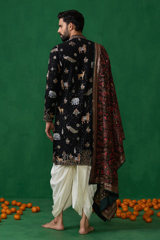 PICHWAI BLACK DHOTI KURTA SET
