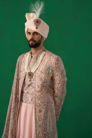 SHAHI PINK SHERWANI SET