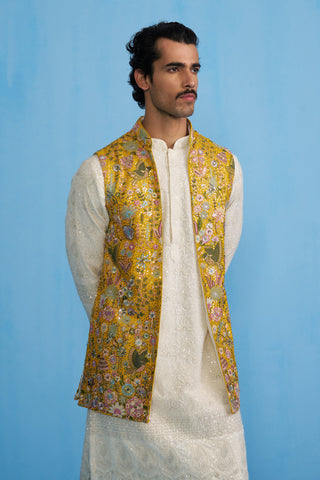 PHOOLPANKH HALDI KURTA JACKET SET