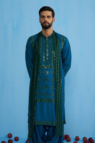 DARPAN TEAL BLUE KURTA SET