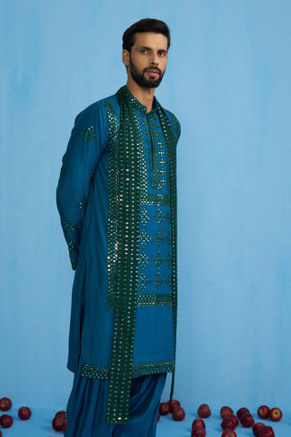 DARPAN TEAL BLUE KURTA SET