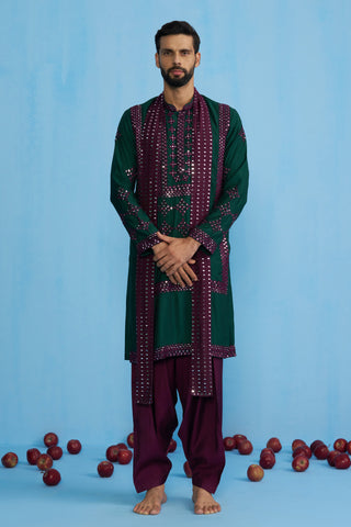 DARPAN BOTTEL GREEN KURTA SET