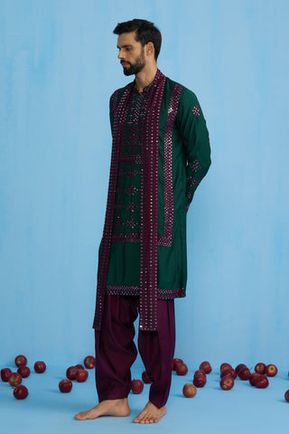 DARPAN BOTTEL GREEN KURTA SET