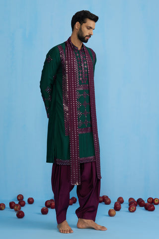 DARPAN BOTTEL GREEN KURTA SET