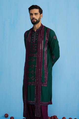 DARPAN BOTTEL GREEN KURTA SET