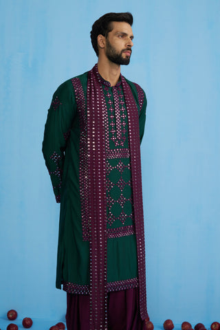 DARPAN BOTTEL GREEN KURTA SET
