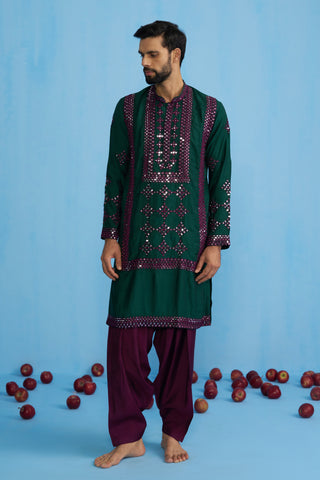 DARPAN BOTTEL GREEN KURTA SET