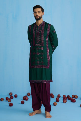 DARPAN BOTTEL GREEN KURTA SET
