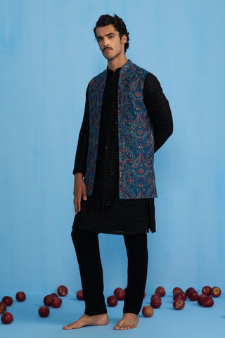 KASHMIRI BLUE KURTA JACKET SET