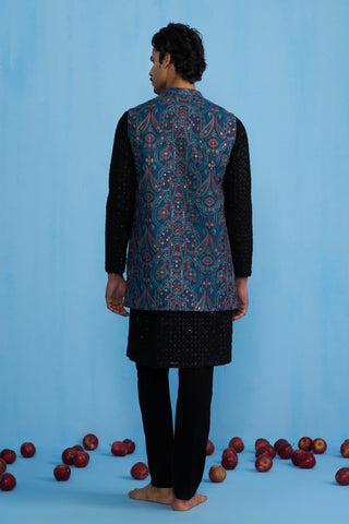 KASHMIRI BLUE KURTA JACKET SET