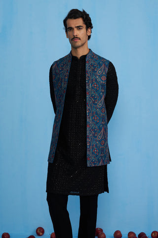 KASHMIRI BLUE KURTA JACKET SET