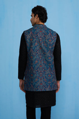KASHMIRI BLUE KURTA JACKET SET
