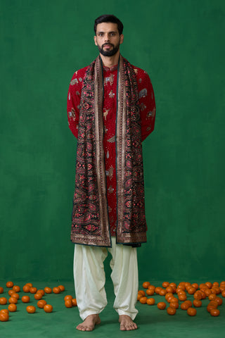 PICHWAI RED DHOTI KURTA SET