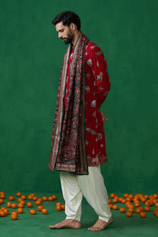PICHWAI RED DHOTI KURTA SET