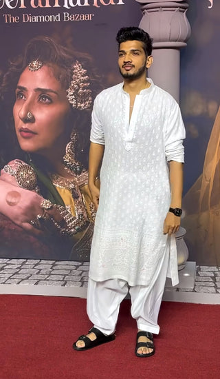 MUNAWAR FARUQUI IN Varuni - Off White Patiyala Kurta Set