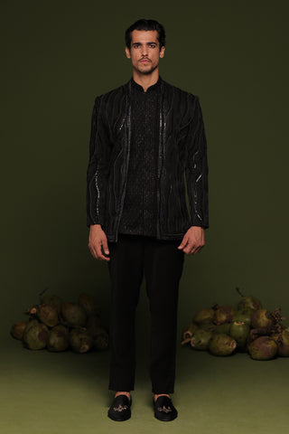 Satyam Black Jodhpuri set with short shirt and pant