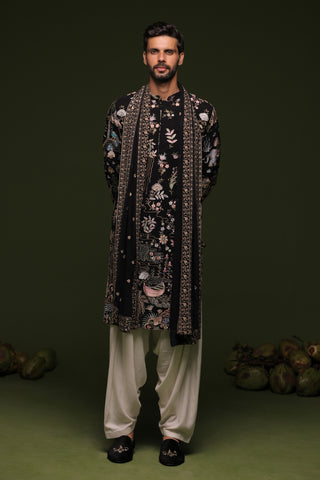 SourabhRaaj jain in Pitri Black Kurta set with patiyala and dupatta