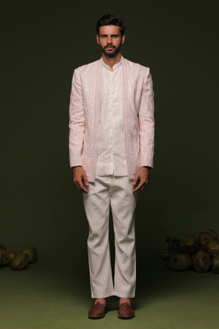 Varuna White Jodhpuri set with short shirt pant