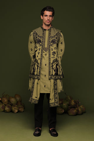 Dhairya Mehandi Jacket kurta set with Dupatta