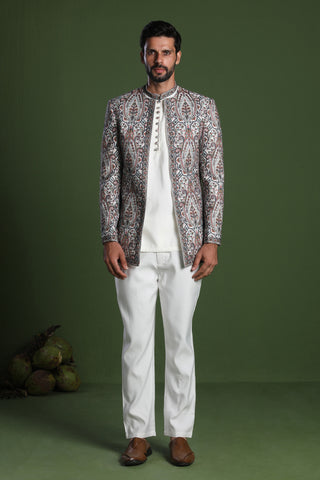 Nishant Ivory Mutlicolored Jodhpuri with short Kurta and Trouser