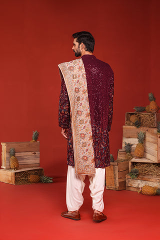 Kush Wine Kurta Set