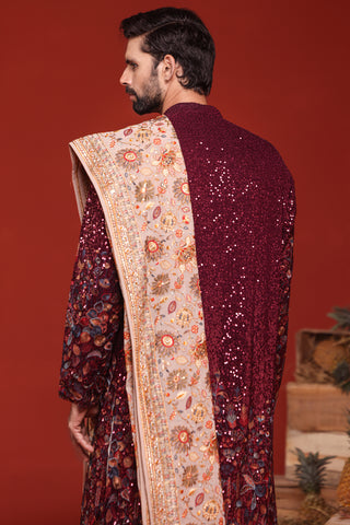 Kush Wine Kurta Set