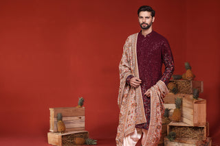 Kush Wine Kurta Set