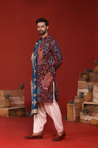 Aarv Wine Kurta Set