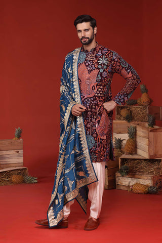 Aarv Wine Kurta Set