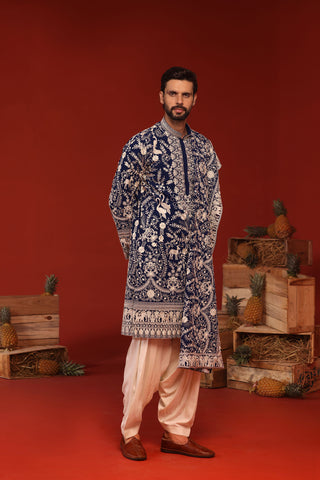 Charvik Royal Blue Kurta Set