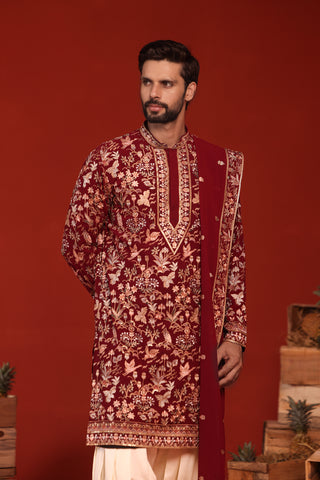 Dhrita Maroon Kurta Set