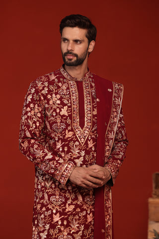 Dhrita Maroon Kurta Set