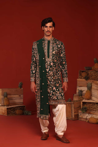 Sagar Bottle Green Kurta Set