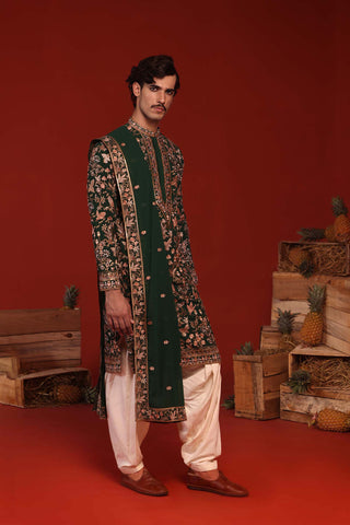 Sagar Bottle Green Kurta Set