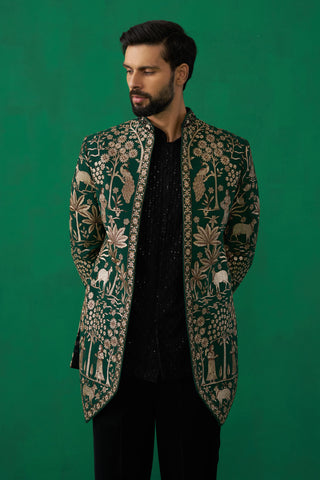 PICHWAI GREEN JODHPURI SET