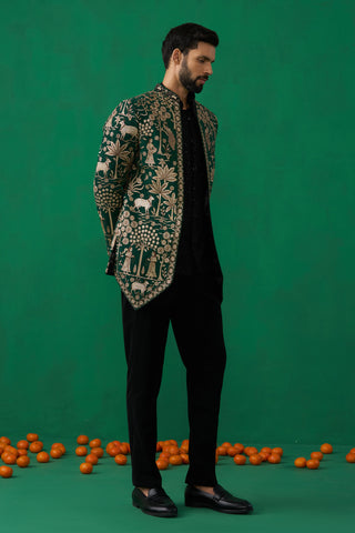 PICHWAI GREEN JODHPURI SET