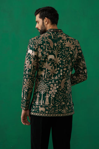 PICHWAI GREEN JODHPURI SET