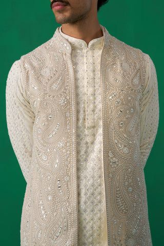 PAISLEY IVORY KURTA JACKET SET