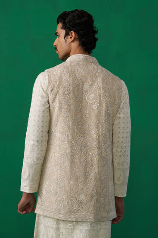 PAISLEY IVORY KURTA JACKET SET