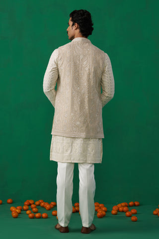 PAISLEY IVORY KURTA JACKET SET