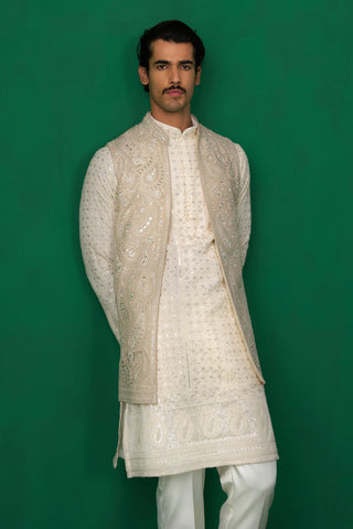 PAISLEY IVORY KURTA JACKET SET